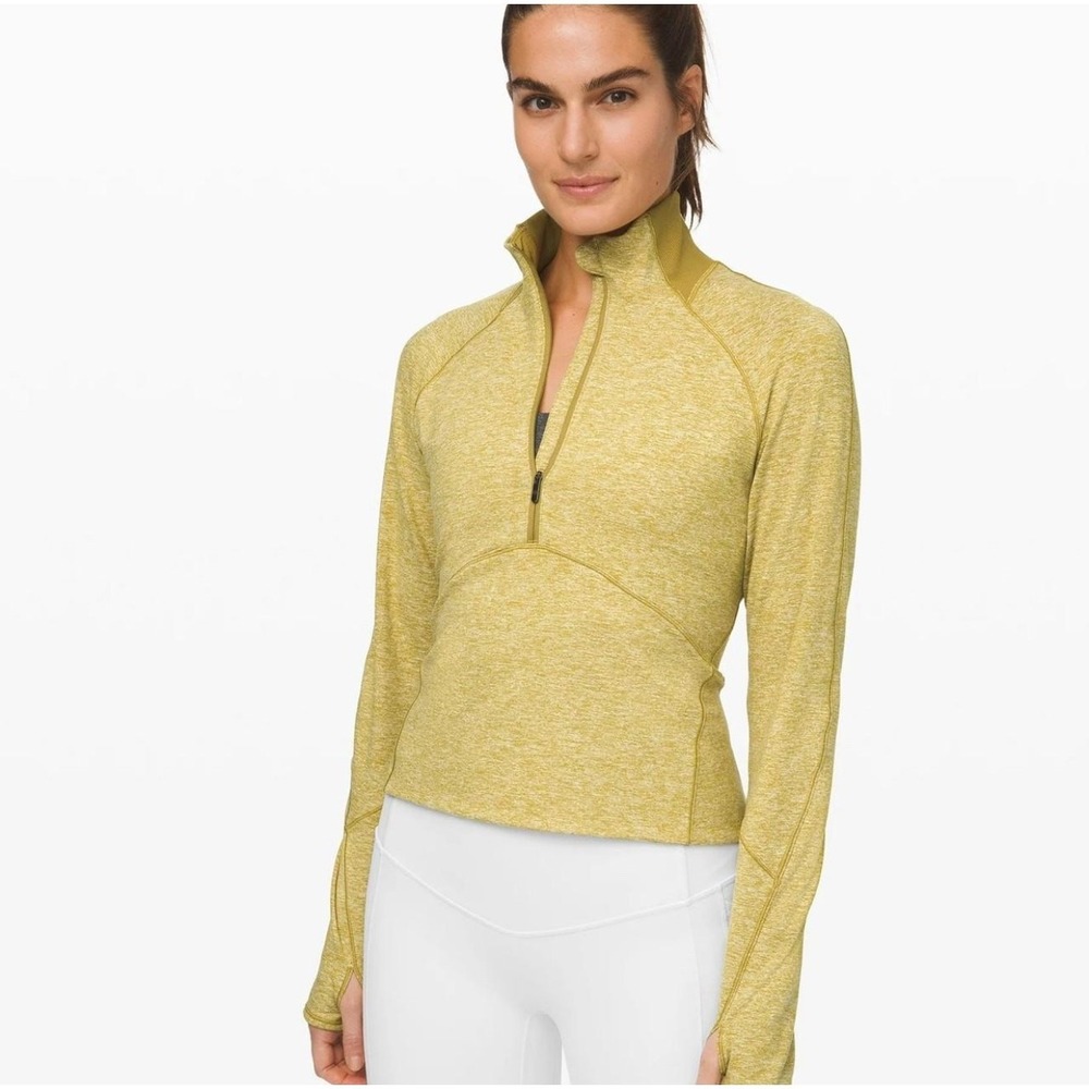 Lululemon Half Zip Pullover Jacket Heathered Yellow Women 6 Athleisure‎ Yoga